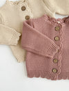Sophia Dressy Cardigan: Light oat (0-3m)