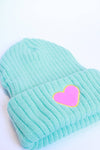 Azure & Pink Heart Beanie