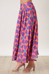 Geometric Print Linen Skirt