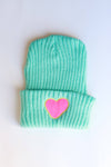 Azure & Pink Heart Beanie