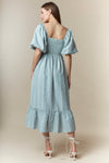 Dusty Blue Mini Check Dress