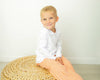 Unisex Long Sleeve Peter Pan Collar Shirt - White