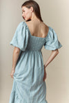 Dusty Blue Mini Check Dress