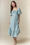 Dusty Blue Mini Check Dress
