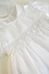 White Smocked Long Gown