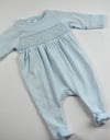 Blue Smocked Footie