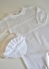 White Knit L/S Romper w. Hat