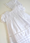 White Floral & Lace Embellishment Dress w. Bonnet