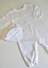 White Knit L/S Romper w. Hat