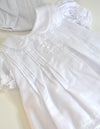 White Floral & Lace Embellishment Dress w. Bonnet