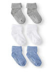 Non-Skid Turn Cuff Socks: 3 Pair Pack