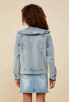 Exaggerated Ruffle Collar Denim Jacket