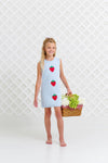 Annie Apron Dress: Buckhead Blue & Strawberry Appliques