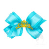 Princess Hair Bow with Satin Overlay and Glitter Crown