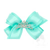 Princess Hair Bow with Satin Overlay and Glitter Crown