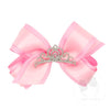 Princess Hair Bow with Satin Overlay and Glitter Crown