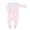 Abby and Alex Pink Smocked Collared Footie