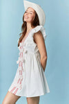 Mini White & Red Cotton Dress