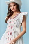 Mini White & Red Cotton Dress