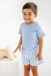 Carter Crewneck: Beale Street Blue With Worth Avenue White Stork