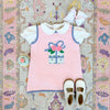 Annie Apron Dress: Palm Beach Pink With Gift Applique
