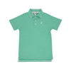 Prim & Proper Polo: Kiawah Kelly Green Stripe With Bellport Butter Yellow Stork
