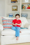 Carter Crewneck: Richmond Red With Park City Periwinkle Stork