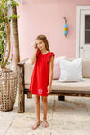Ruehling Ruffle Dress: Richmond Red