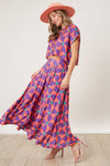 Geometric Print Linen Skirt