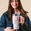 20 oz Flip Straw Tumbler-Bouquet Beauty Purple