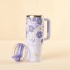 40 oz Flip Straw Tumbler-Bouquet Beauty Purple