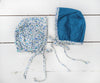 Blue floral reversible bonnet