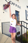 Purple & Gold Bow Sequin Top