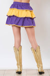 Purple & Gold Color Block Tiered Skirt