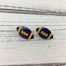  Purple and Gold Enamel Football Earrings