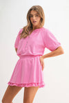 Rosy Ruffle Lounge Set: Pink