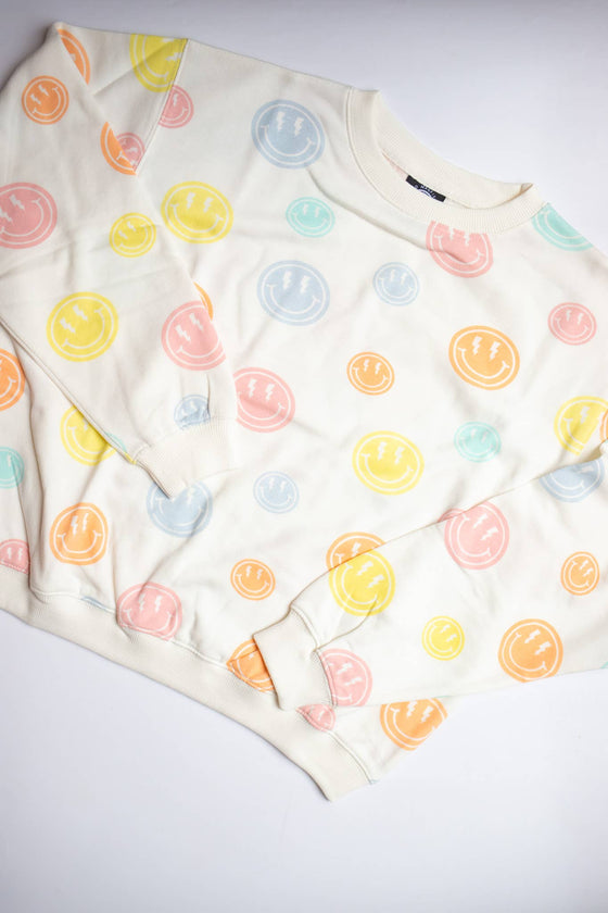 All Over Rainbow Smiles Crewneck: Adult