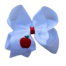  Apple Embroidered Hair Bow