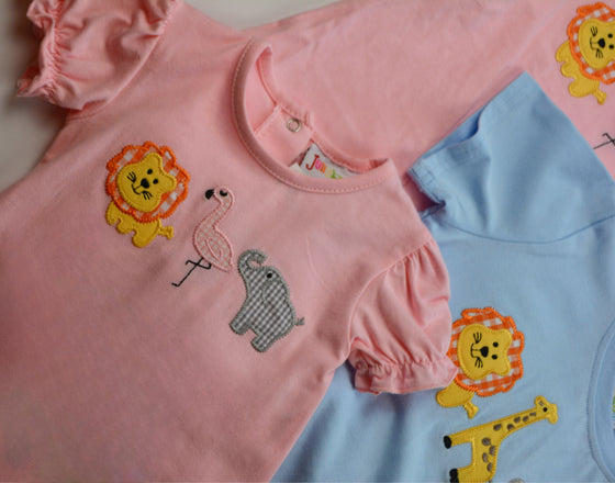 Zoo Friends Applique Shirt - Blue