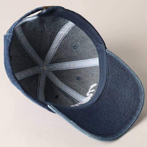 Mom Embroidered Cap: LIGHT DENIM