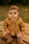 Mustard Floral Romper 3 piece set