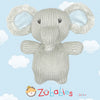 Elephant Zubaby Knit Rattle - Blue: 5" Rattle