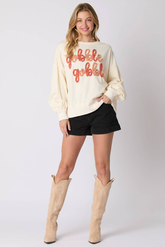 Gobble Gobble Embroidered Sweatshirt