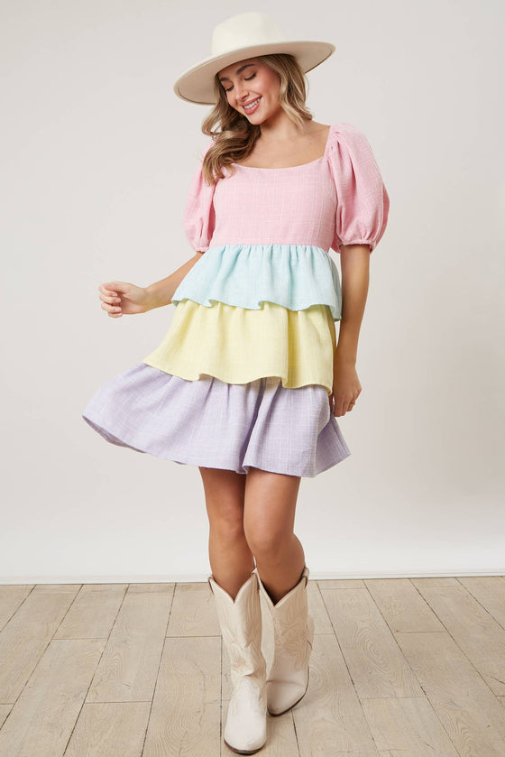 Color Block Tiered Dress