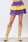 Purple & Gold Color Block Tiered Skirt