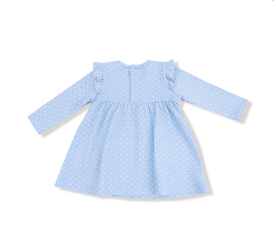 Mushroom House Dress w. Cover: Chambray Blue Dot