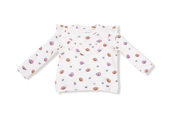 Footballs and Bows: 
Ruffle Waffle Top and Waffle Flare Pant