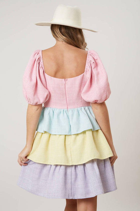 Color Block Tiered Dress