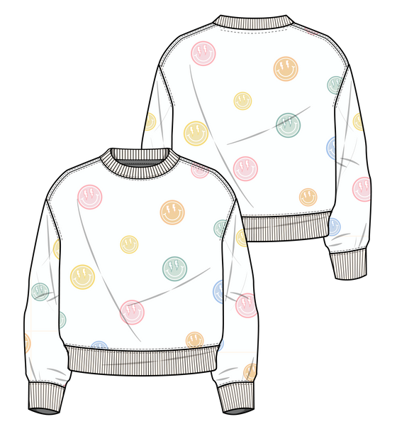 All Over Rainbow Smiles Crewneck: Youth