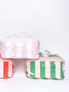 Stripe Wipeable Cosmetic Toiletry Bag: Orange/Pink